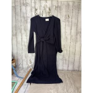 Banner Barrett Long Sleeve Belted Body Dress Ribbed Knit Black Size 38 Women